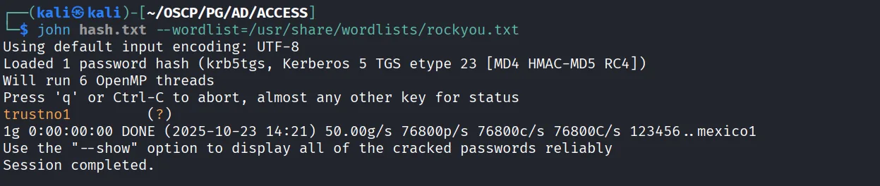 Access walkthrough, Got command execution, screenshot 6