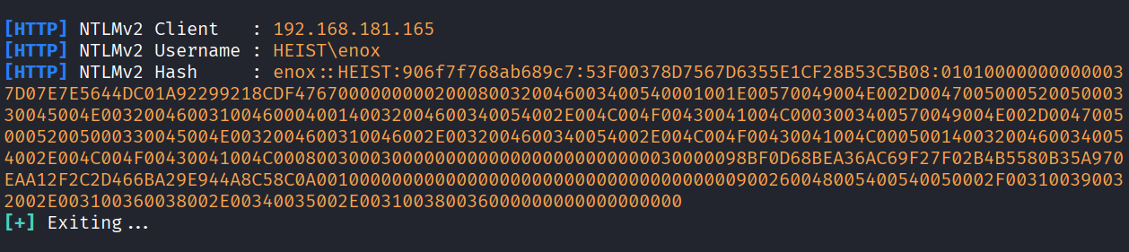 Heist walkthrough, Nmap output, screenshot 3