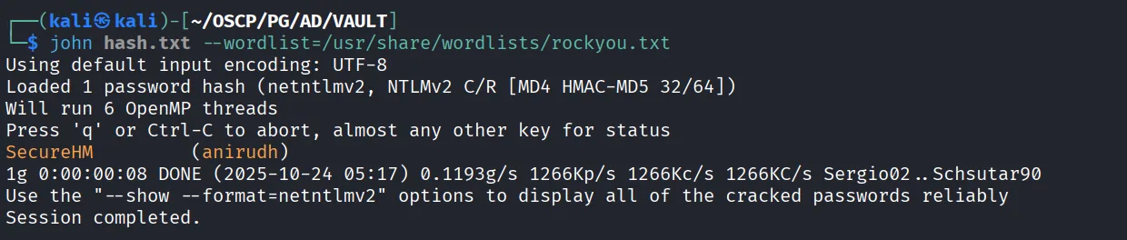 Vault walkthrough, Nmap output, screenshot 5