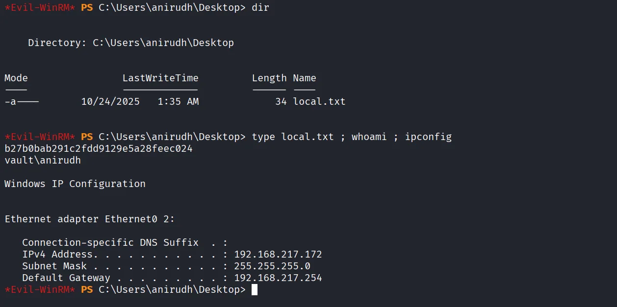 Vault walkthrough, Nmap output, screenshot 8