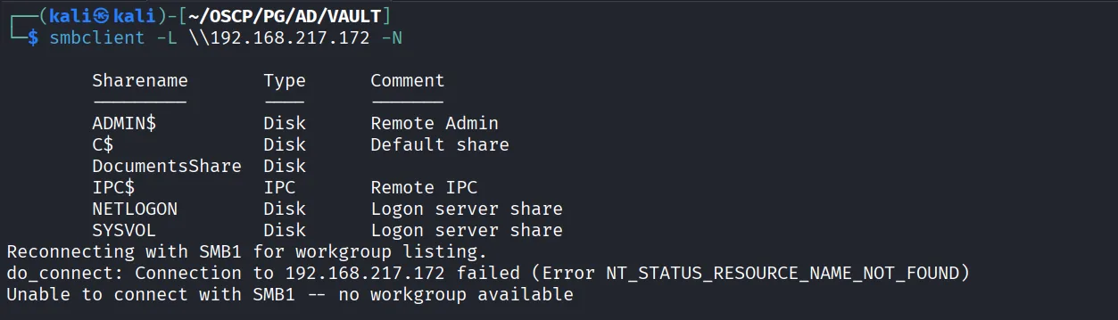 Vault walkthrough, Nmap output, screenshot 1