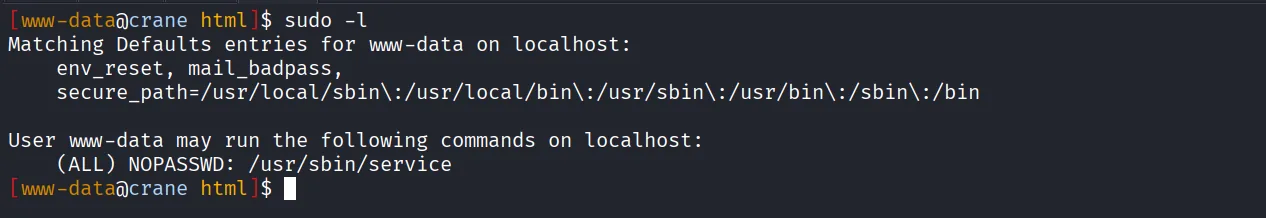 Crane walkthrough, Got root, screenshot 6