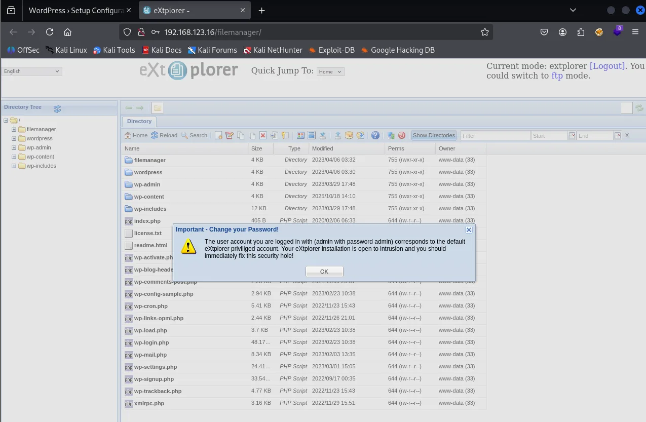 Extplorer walkthrough, Got root, screenshot 4