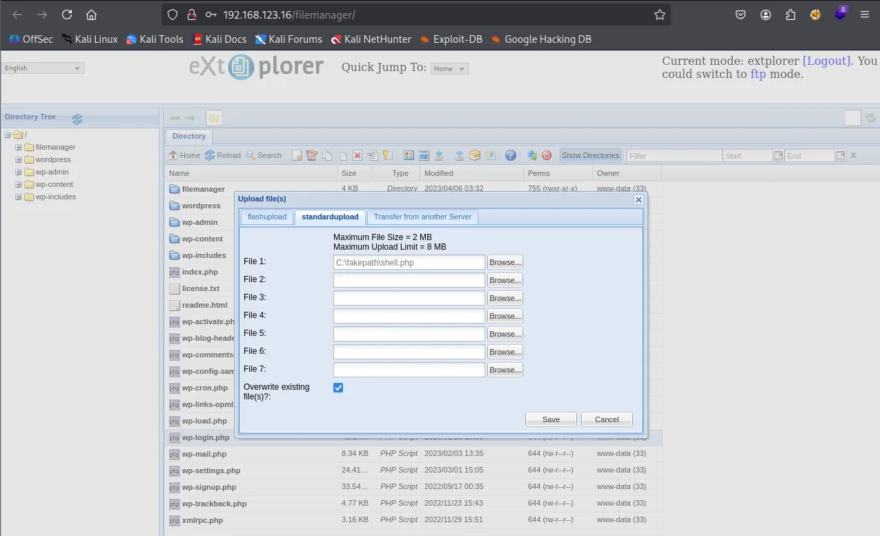 Extplorer walkthrough, Got root, screenshot 5