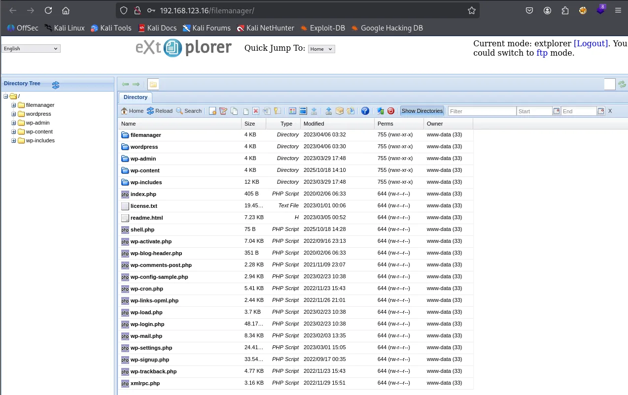 Extplorer walkthrough, Got root, screenshot 6
