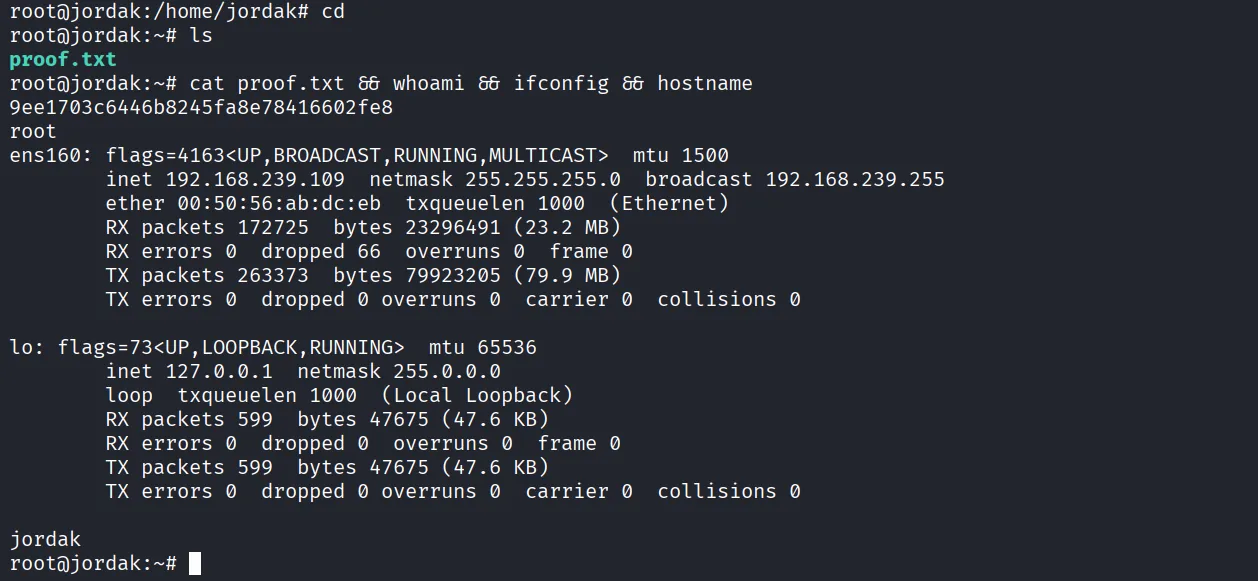 Jordak walkthrough, Got reverse shell using busybox nc, screenshot 8