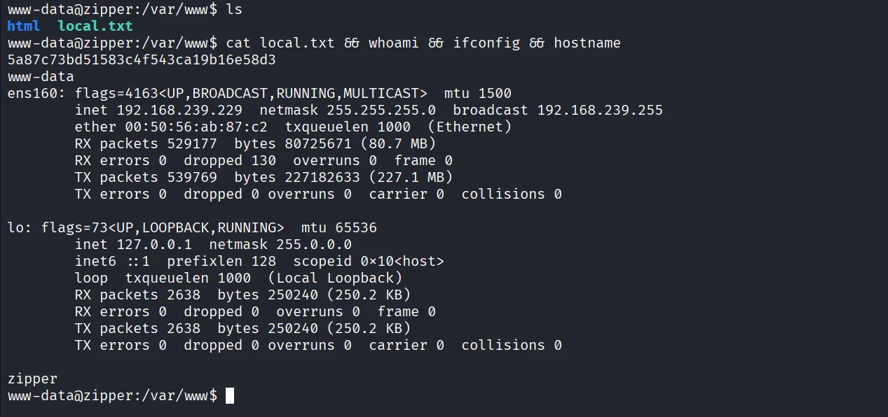 Zipper walkthrough, Nmap output, screenshot 7
