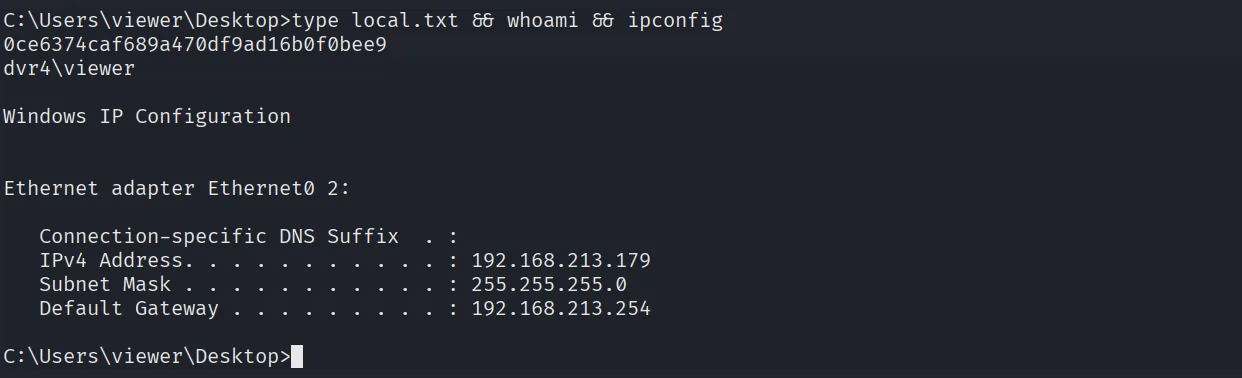 DVR4 walkthrough, Got shell as administrator, screenshot 7