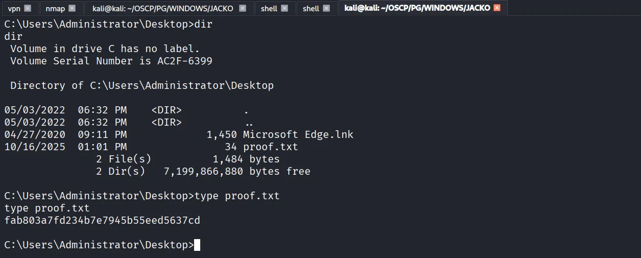 Jacko walkthrough, Got reverse shell, screenshot 13