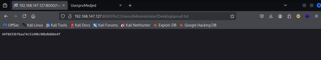 Medjed walkthrough, Got reverse shell as NT, screenshot 4