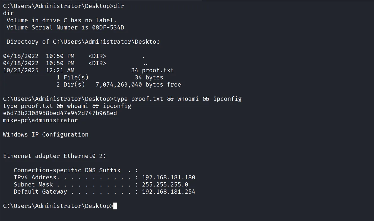Monster walkthrough, Got shell as administrator, screenshot 14